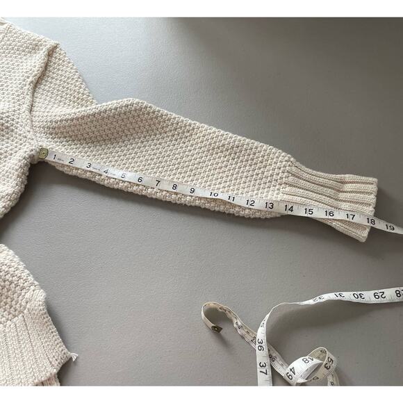 Ruff Hewn Sweater Jacket Cable Knit Zip Up Mock Neck Long Sleeve Cream PL Granny - Picture 12 of 12